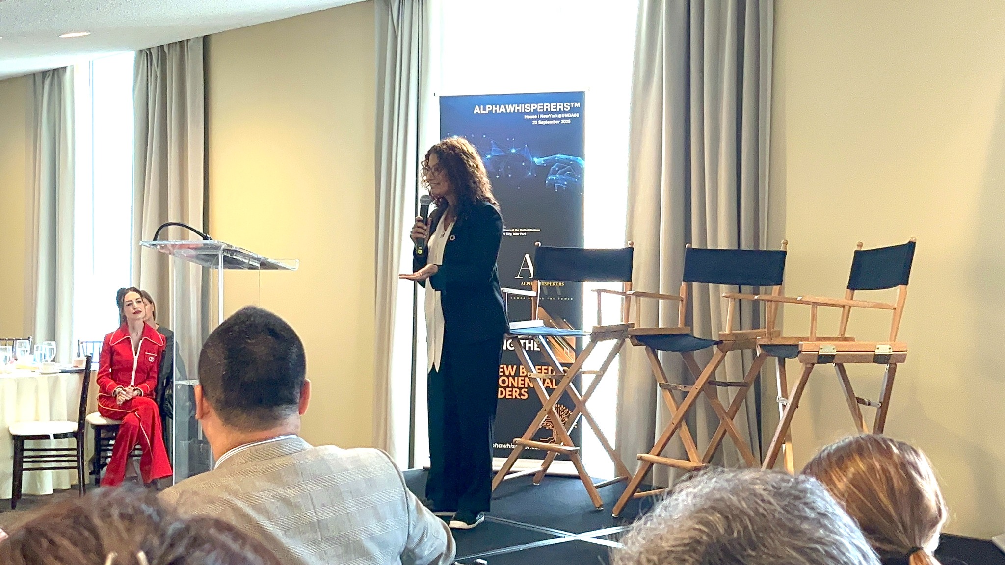 Diane Bacchus speaking at an event